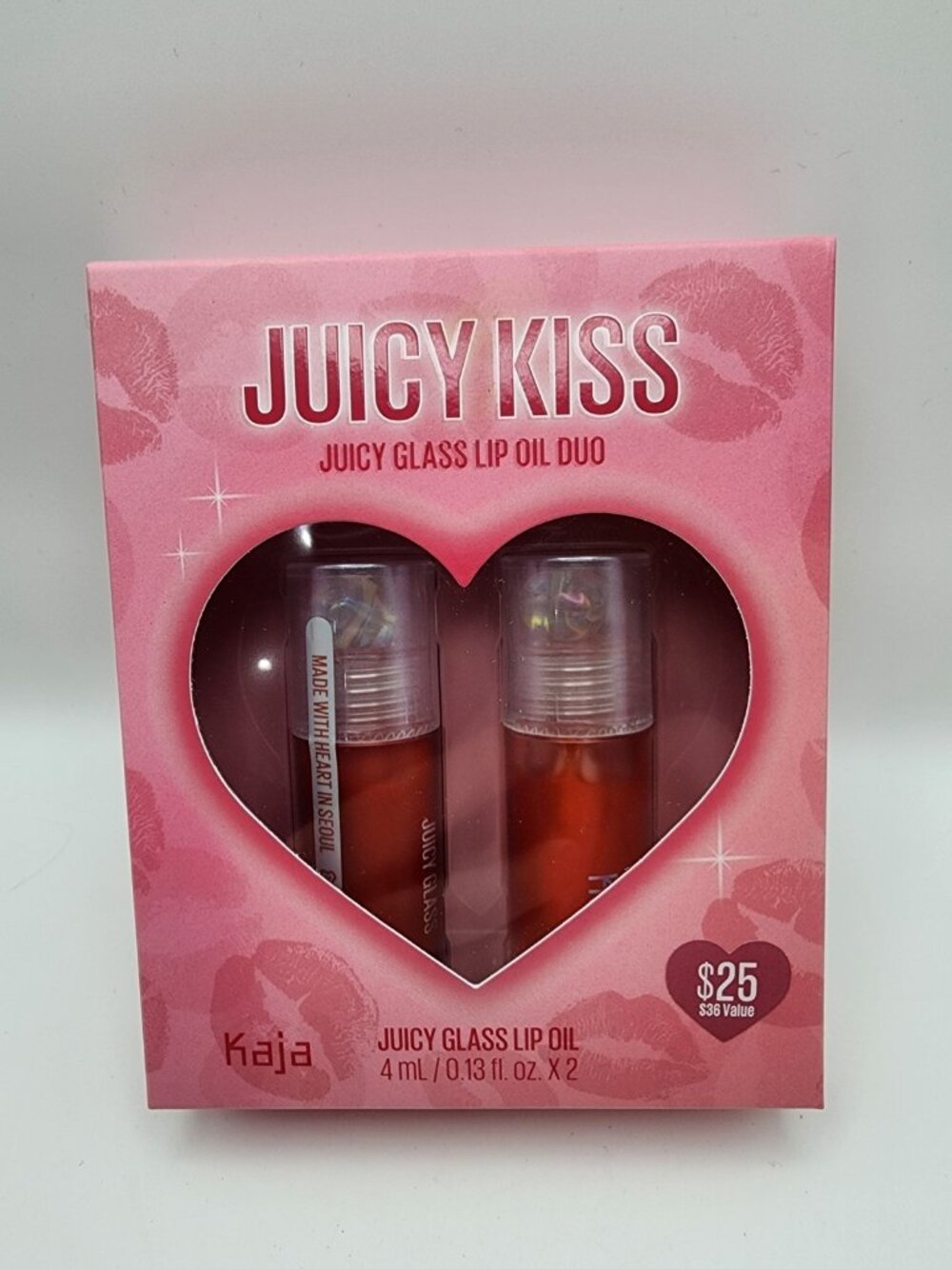 Kaja Juicy Kiss Juicy Glass Lip Oil Duo Set Apple Cider Raspberry Refresher NIB
